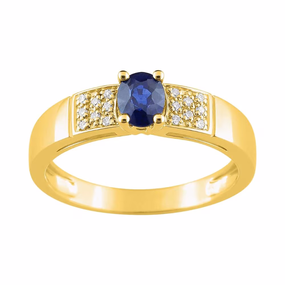 Bague Zoé, or jaune 18 carats, saphir ovale et diamants