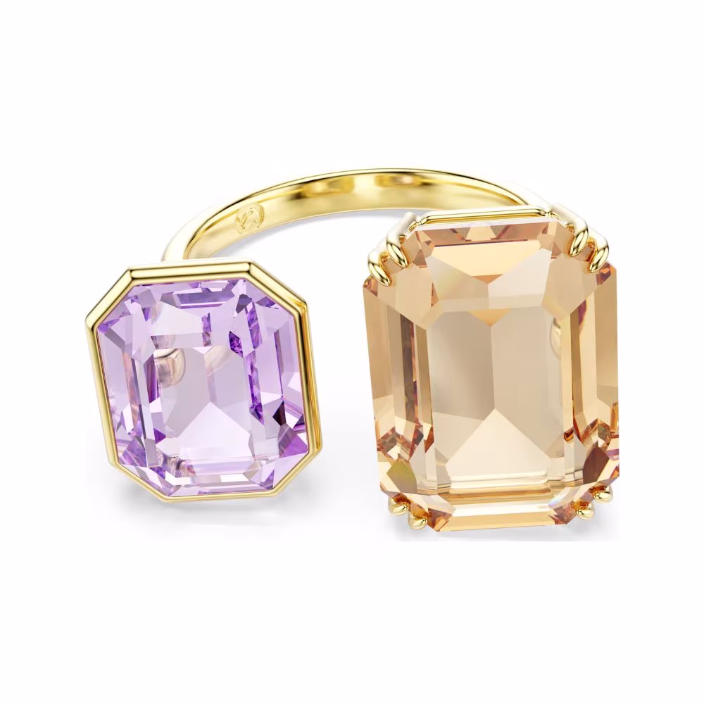 Bague ouverte Swarovski Millenia dorée cristal violet & marron