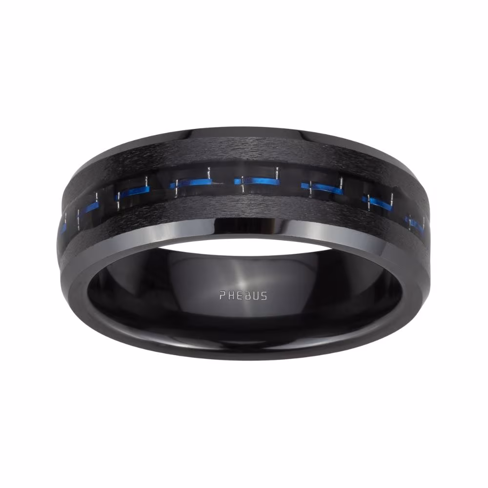 Bague Phebus Acier Noir et Carbone Stanislas