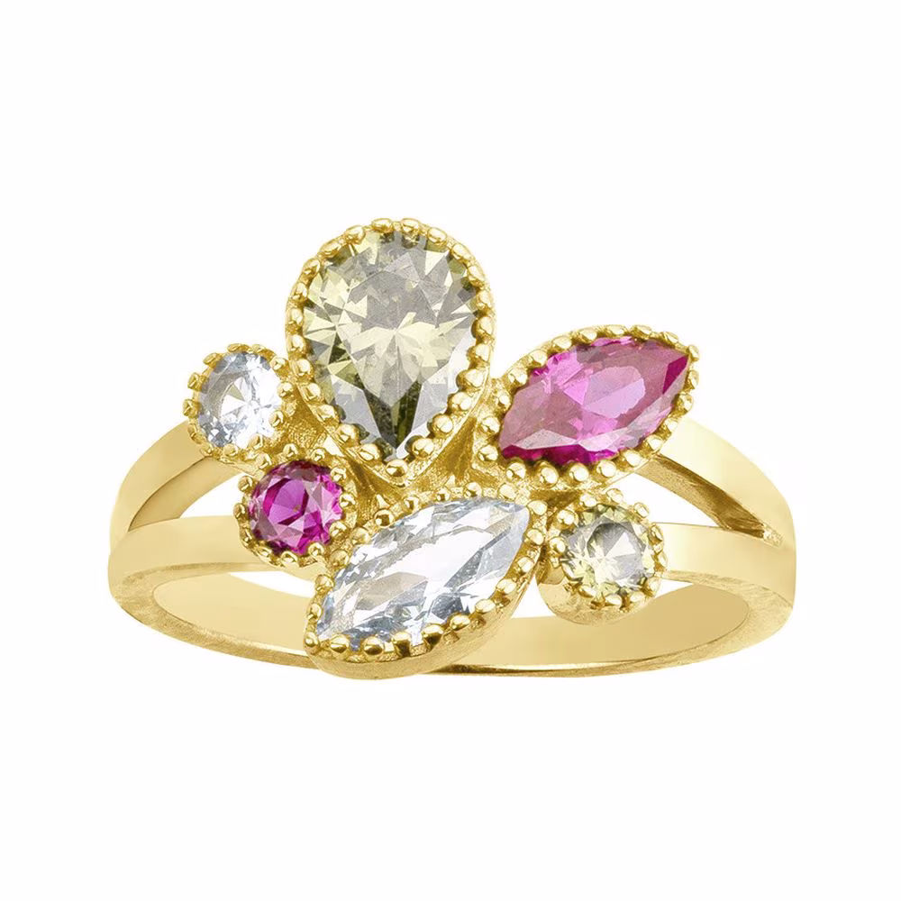 Bague Pierres Colorés et Variés Plaqué Or