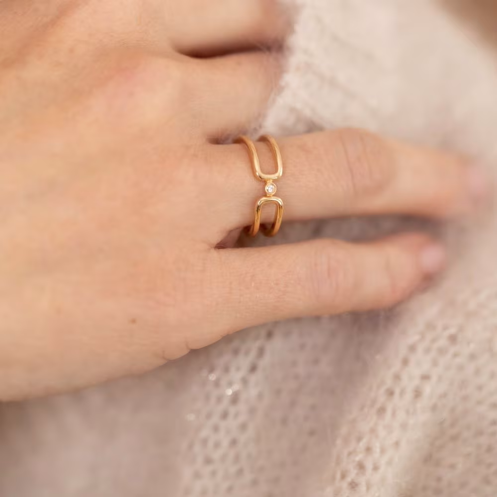 Bague Harmonie La Garçonne Diamant, plaqué or – Image 3