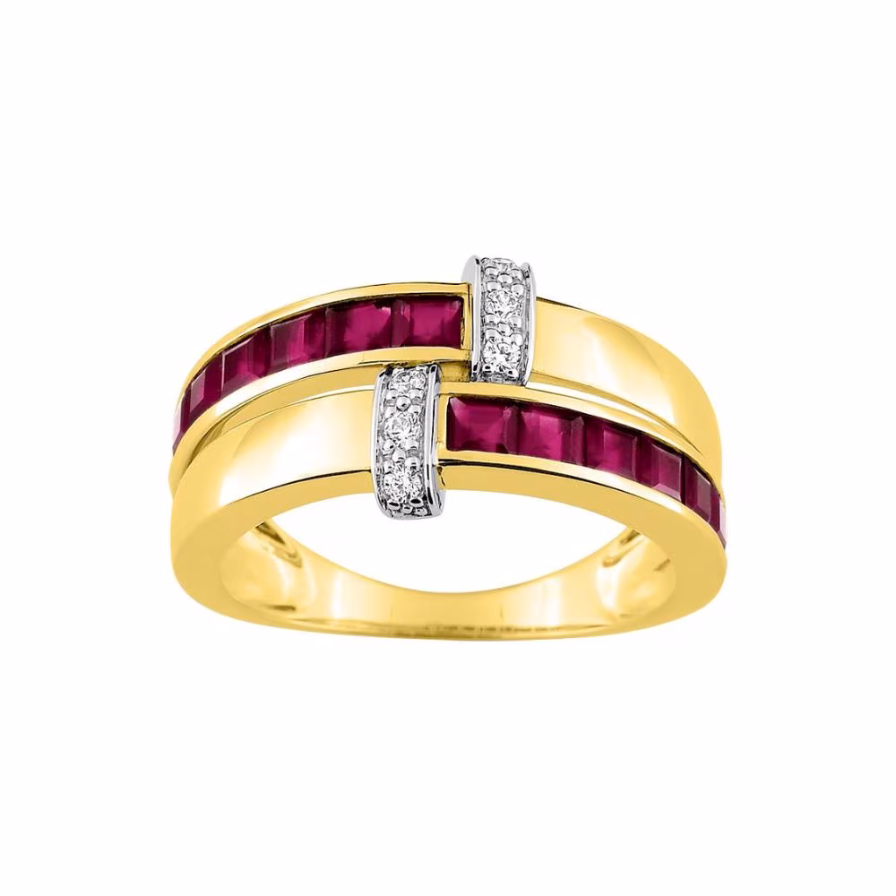 Bague rubis taille carrée Anita en or jaune 18Kt
