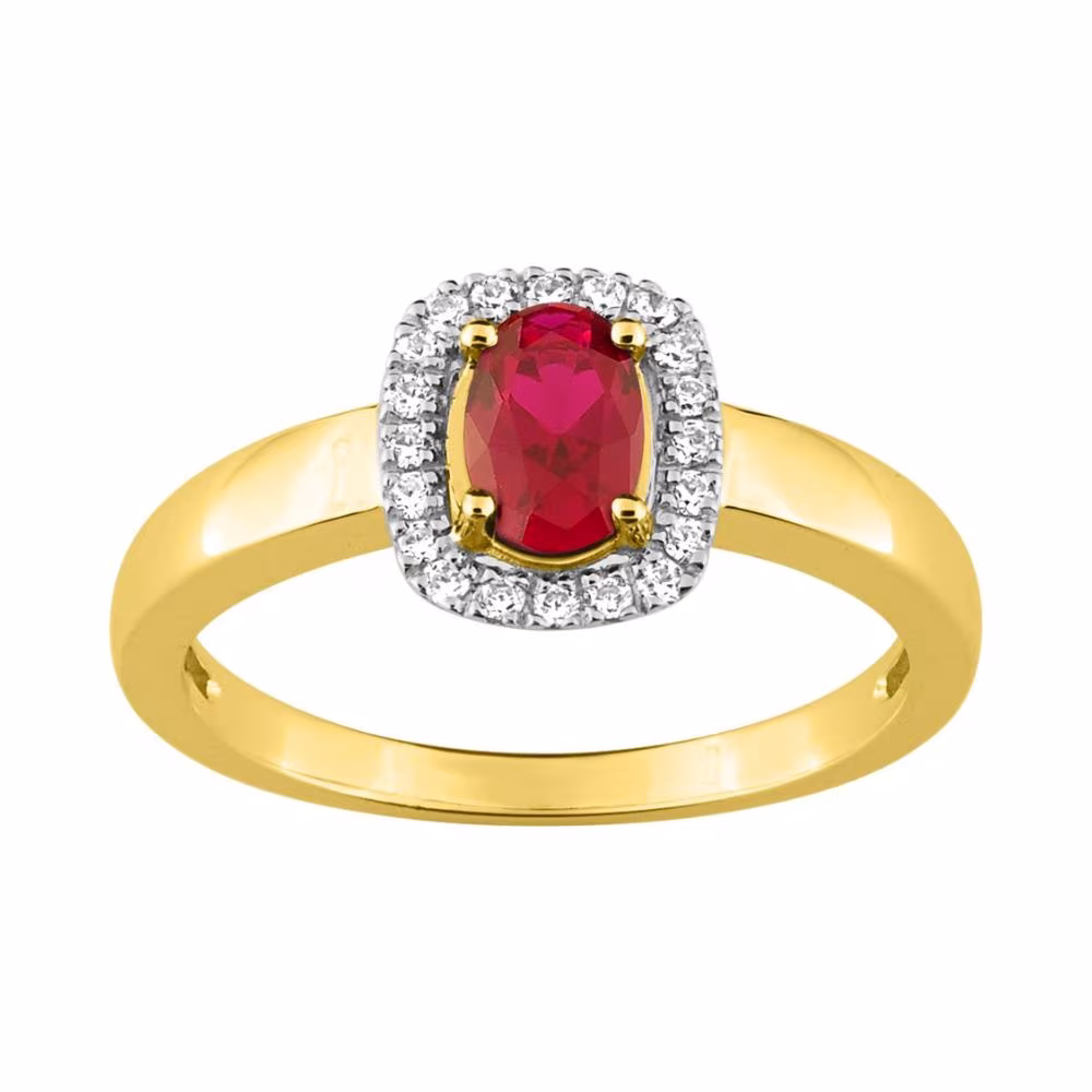 Bague Adeline, rubis ovale et diamants, or jaune 18 carats