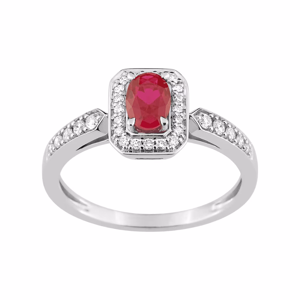 Bague rubis, diamants Charline en or blanc 750