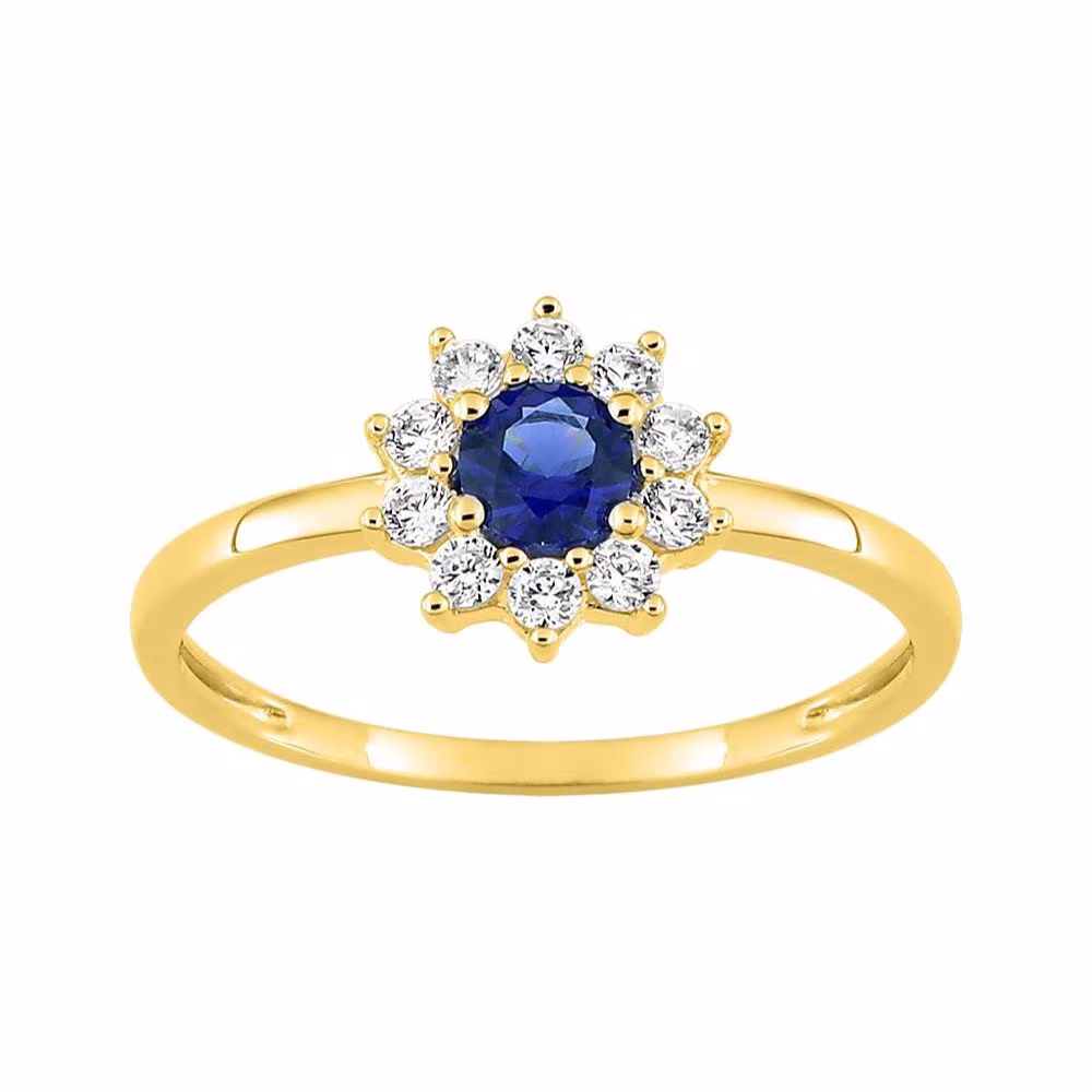Bague Saphir Rond Diamants Morgane Or Jaune