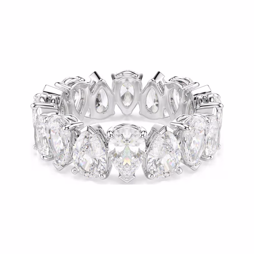 Bague Swarovski Matrix Vittore, taille poire, rhodié, blancs