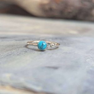 Bague turquoise ajustable minimaliste
