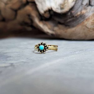 Bague turquoise ajustable soleil
