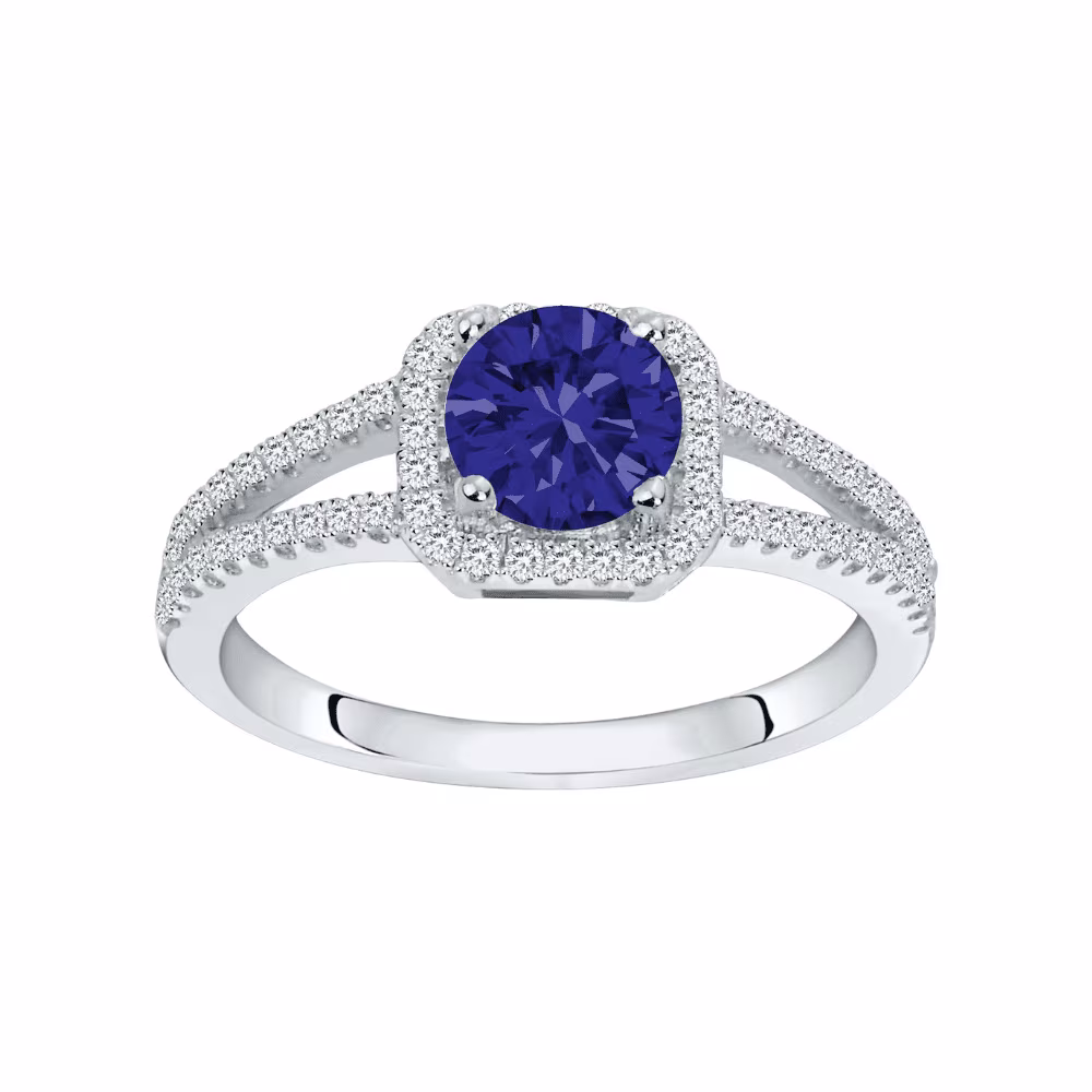 Bague Entourage Argent Pierre Bleue et Blanches – Image 4