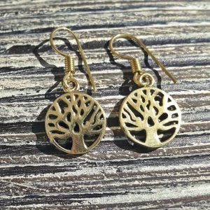 Boucles d’oreilles arbre de vie dorées