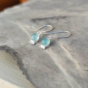 Boucles d’oreilles argent et calcédoine aqua ANDAMAN