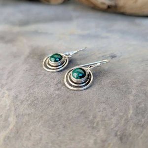 Boucles d’oreilles argent et malachite