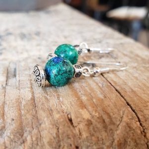 Boucles d&rsquo;oreilles azurite malachite PETIT TEMPLE