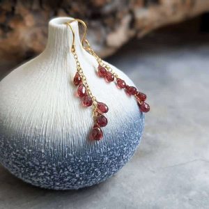 Boucles d’oreilles cascade grenat