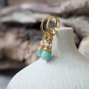 Boucles d’oreilles en amazonite dorées AJMER