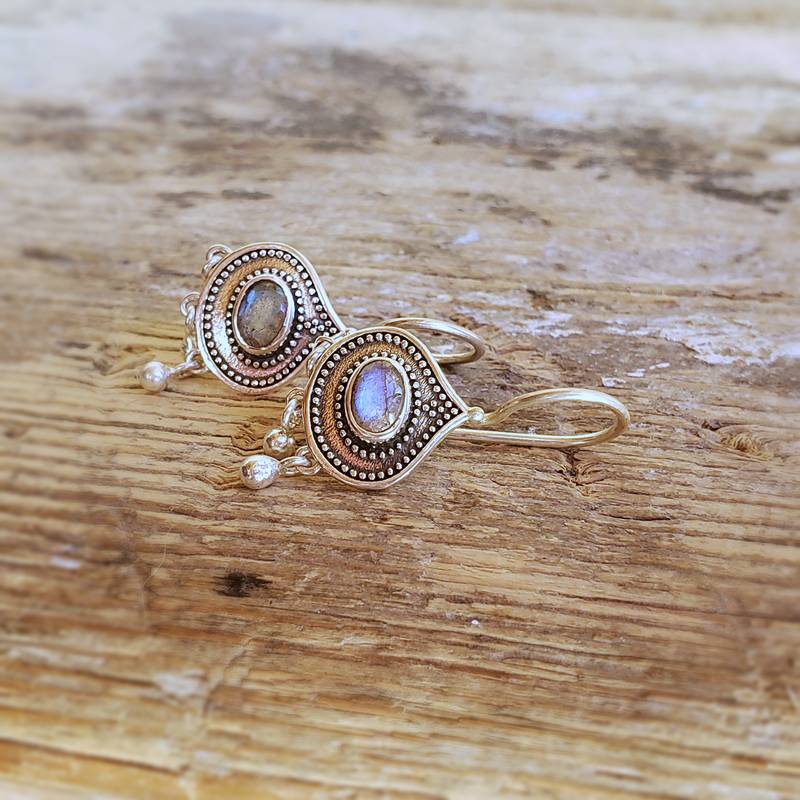 Boucles d’oreilles ethniques en labradorite – Image 4