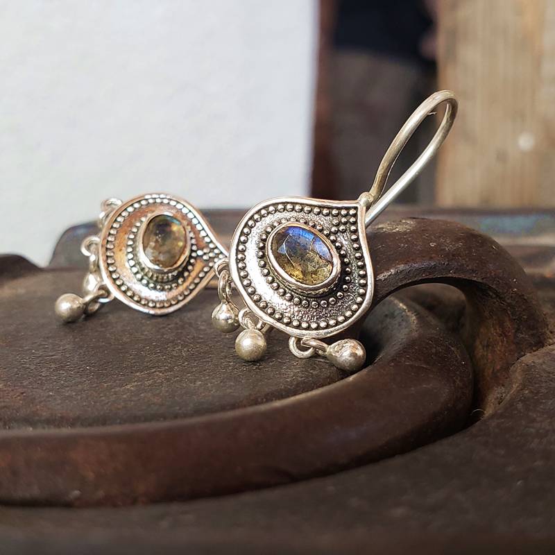 Boucles d’oreilles ethniques en labradorite – Image 5