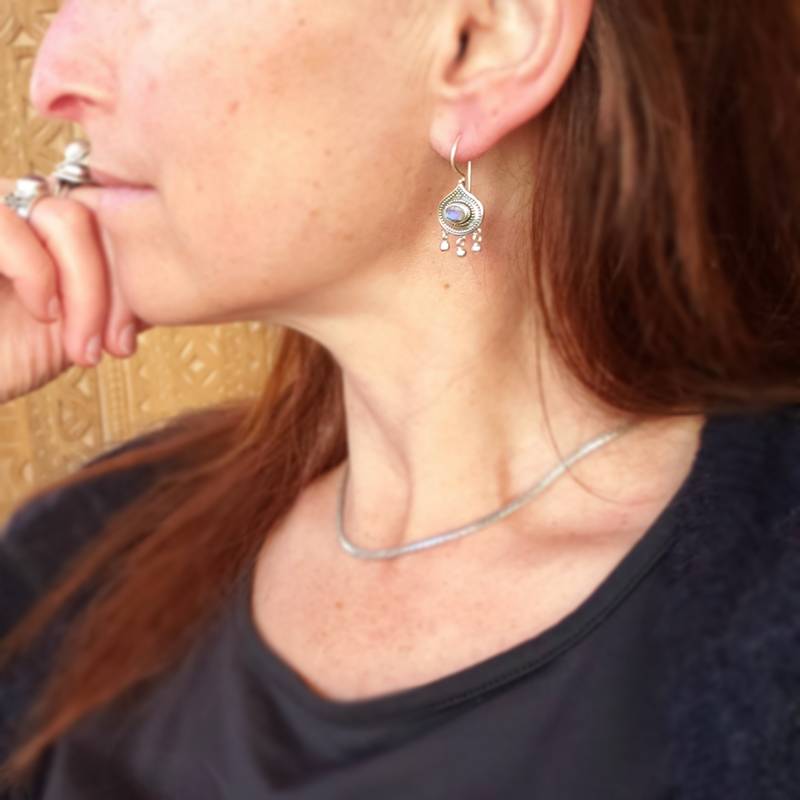 Boucles d’oreilles ethniques en labradorite – Image 3