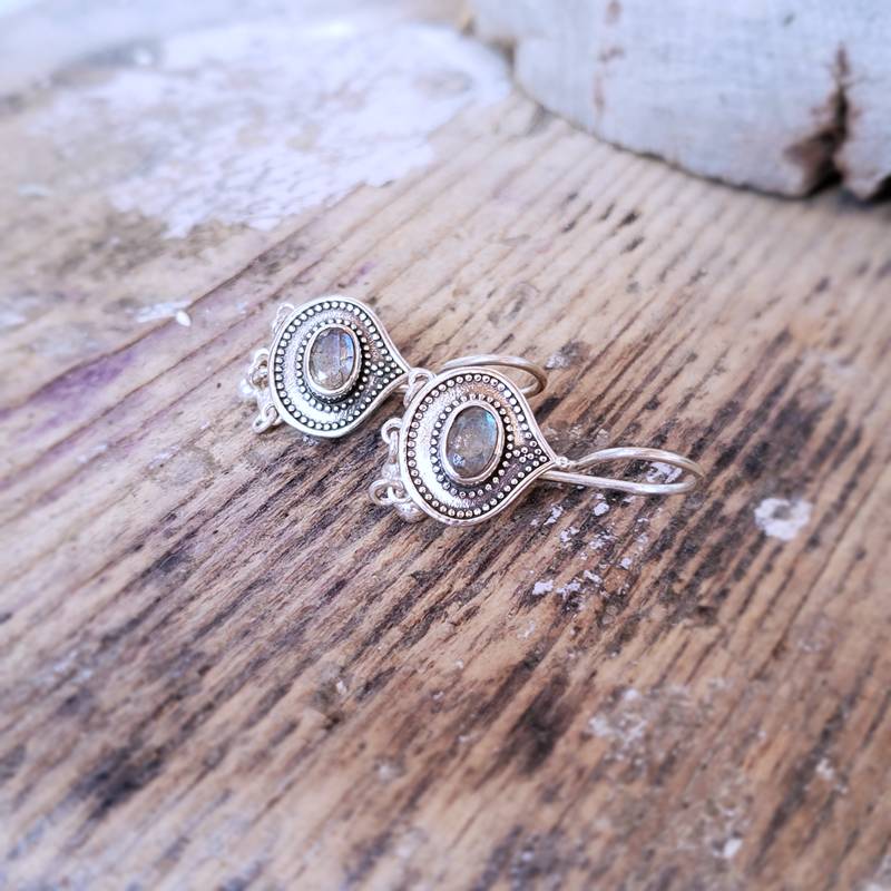 Boucles d’oreilles ethniques en labradorite – Image 6