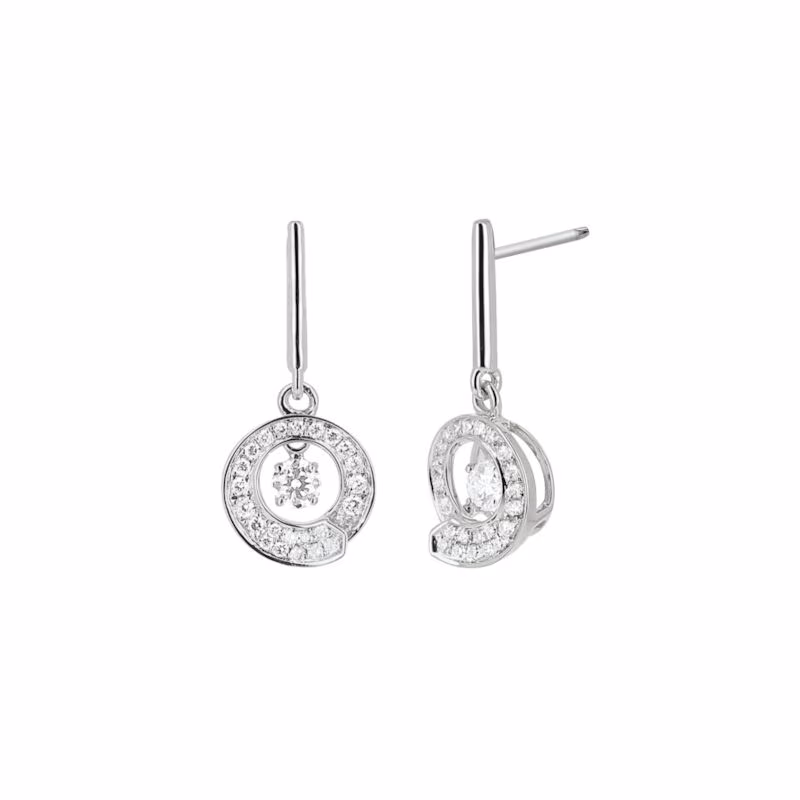 Boucles d&rsquo;oreilles Garel or blanc Envol Dancing Stone