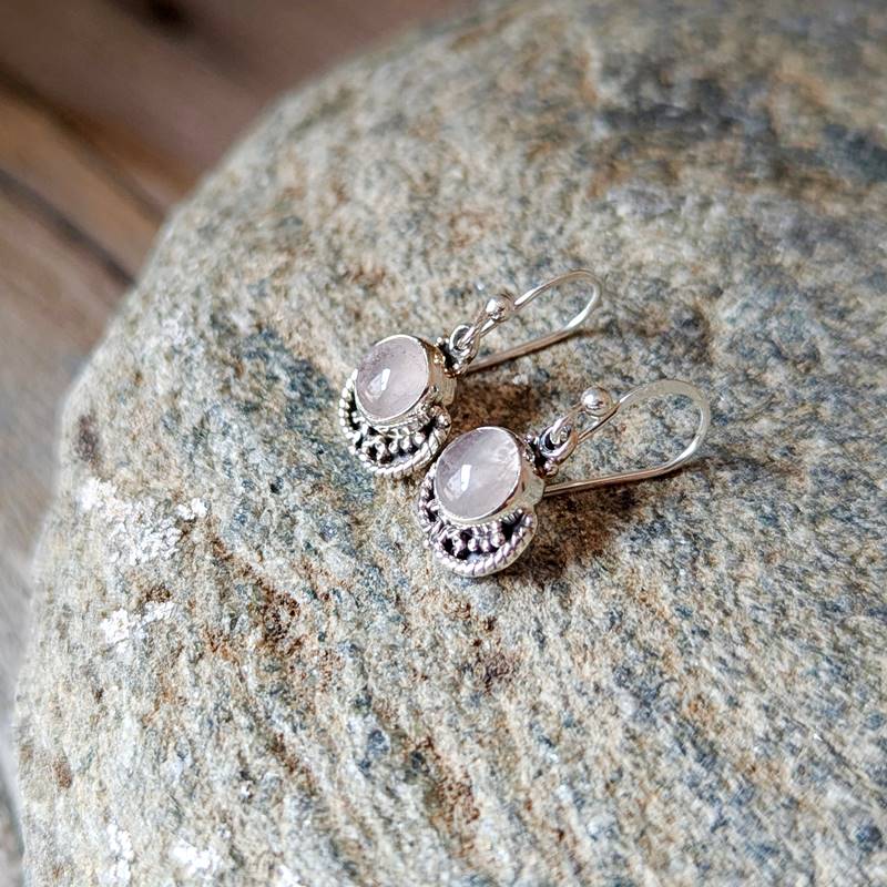 Boucles d’oreilles indiennes en quartz rose – Image 6