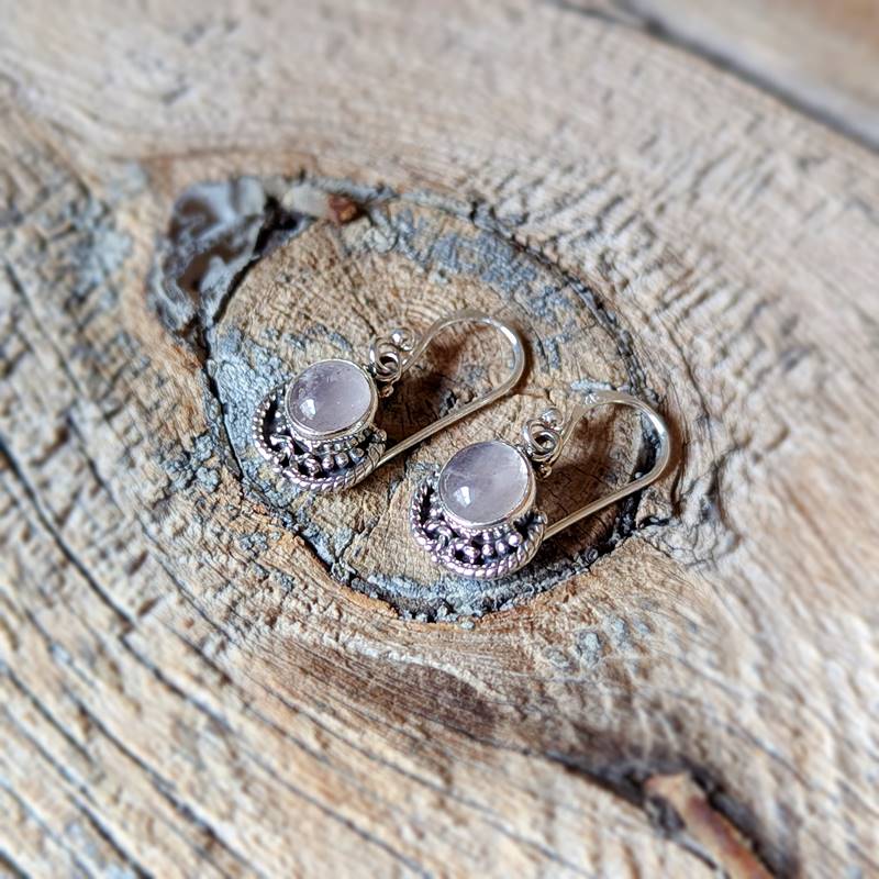 Boucles d’oreilles indiennes en quartz rose – Image 5