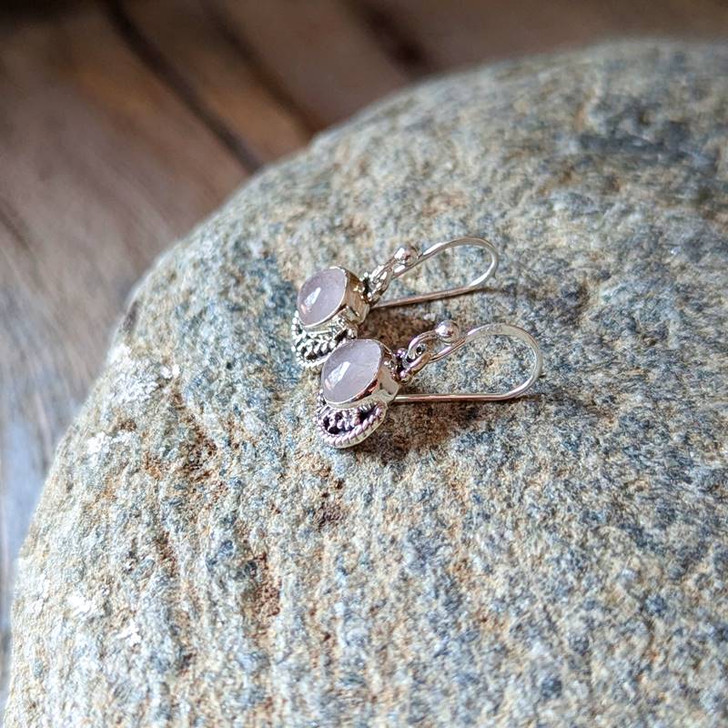 Boucles d’oreilles indiennes en quartz rose – Image 4