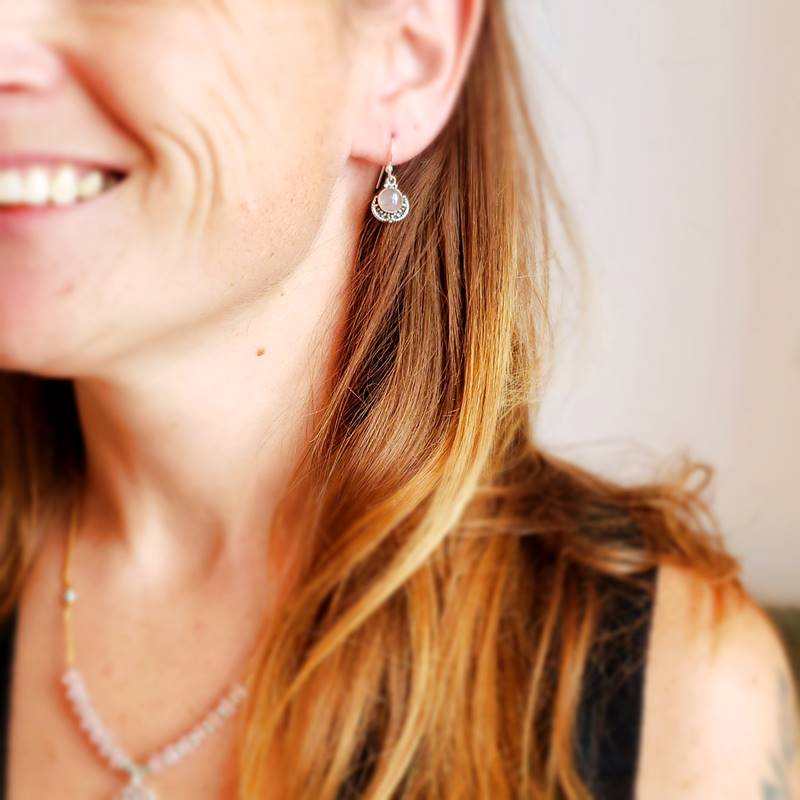 Boucles d’oreilles indiennes en quartz rose – Image 3