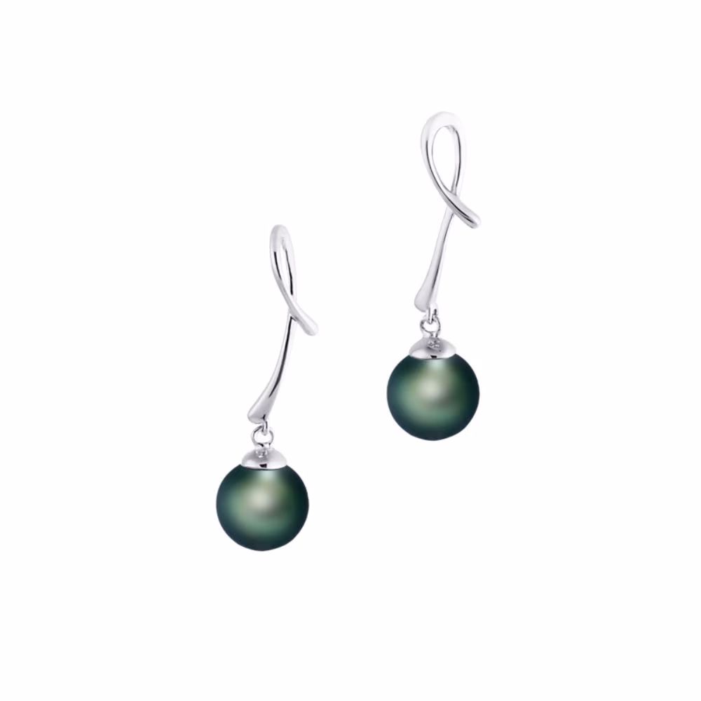 Boucles d’Oreilles Iza-B Canopée Argent & Perles De Tahiti