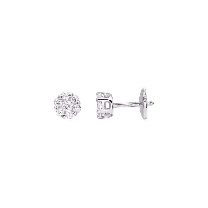 Boucles d&rsquo;oreilles or blanc et pavage diamants