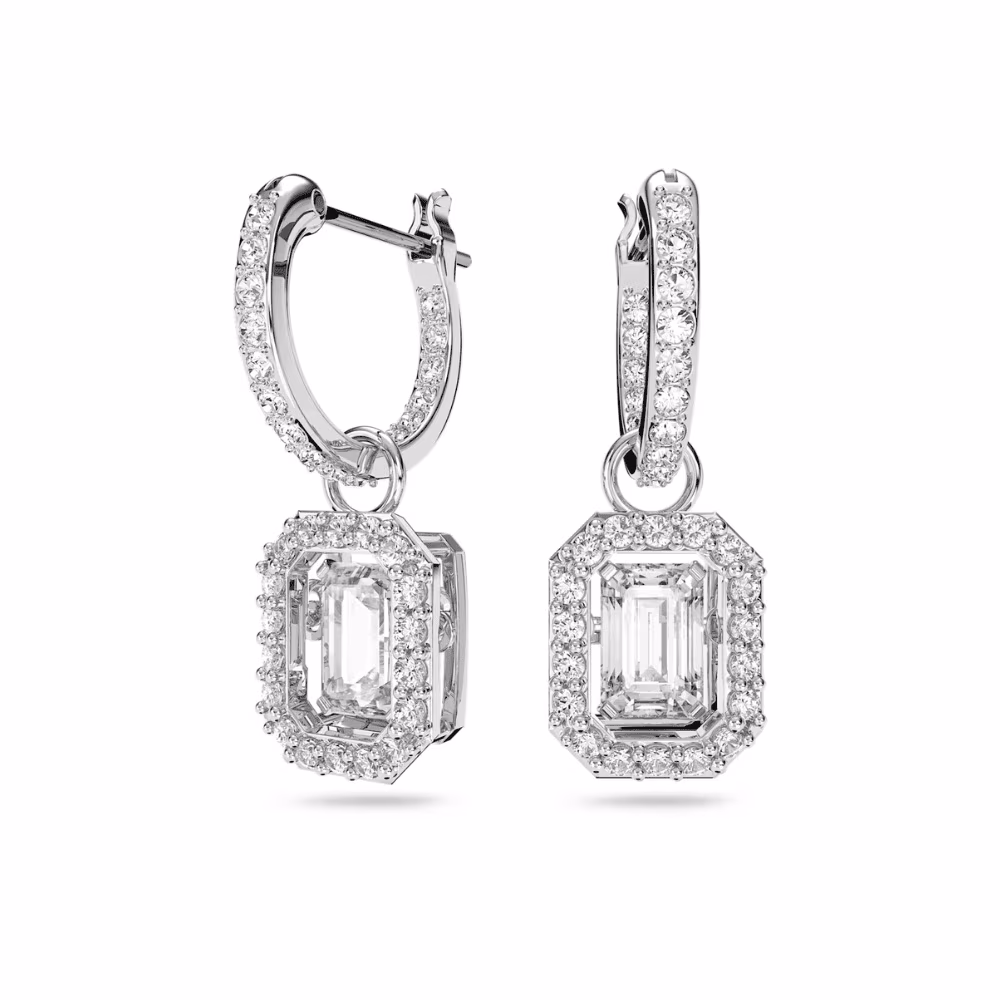 Boucles d&rsquo;Oreilles Swarovski Una, blanches, métal blanc