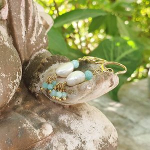 Boucles d’oreilles perles et amazonite YLANG