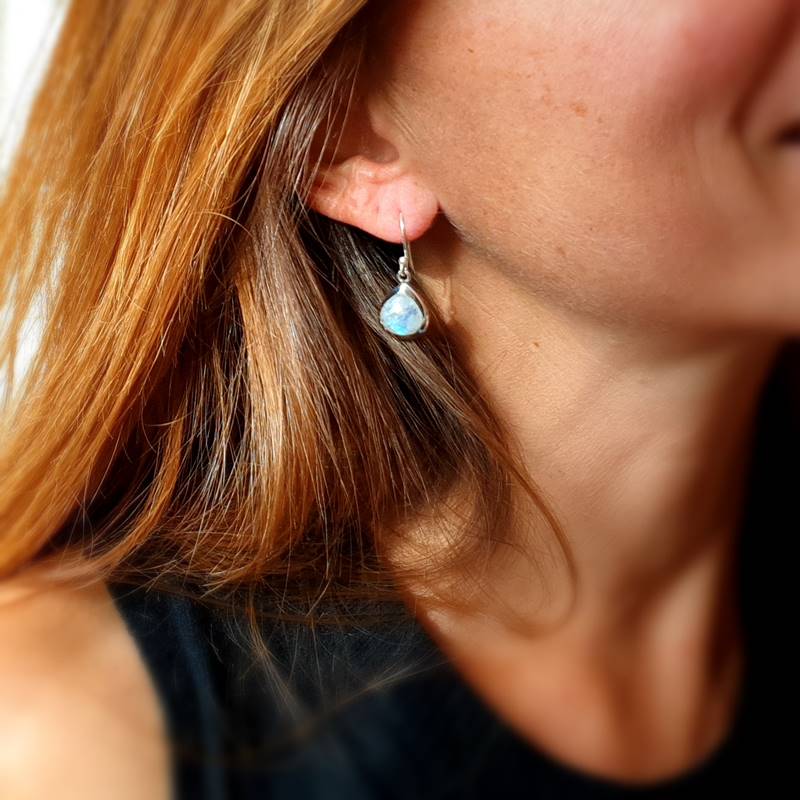 Boucles d’oreilles pierre de lune gouttes – Image 3