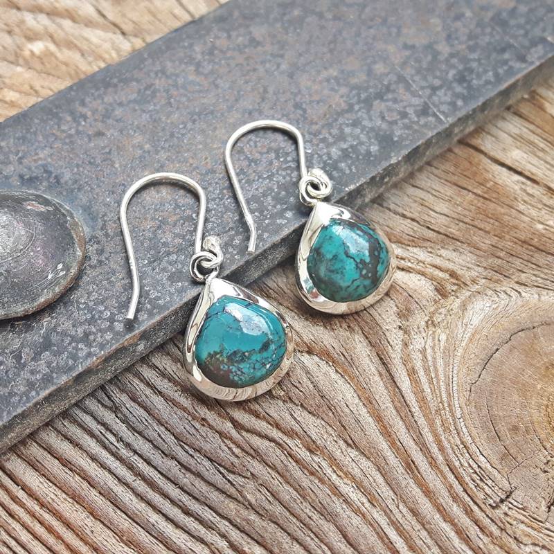 Boucles d’oreilles turquoise gouttes – Image 4