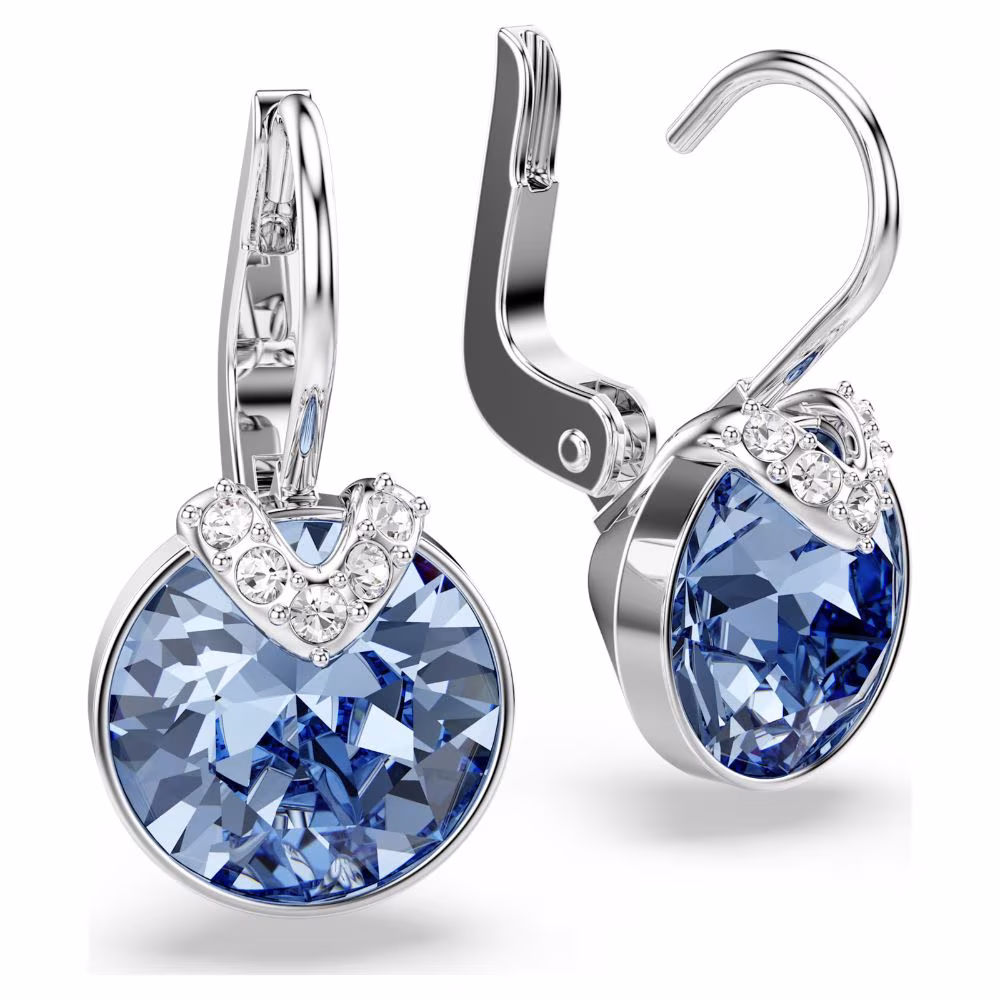 Pendants d’oreilles Swarovski Bella V, rhodiés, bleues – Image 4