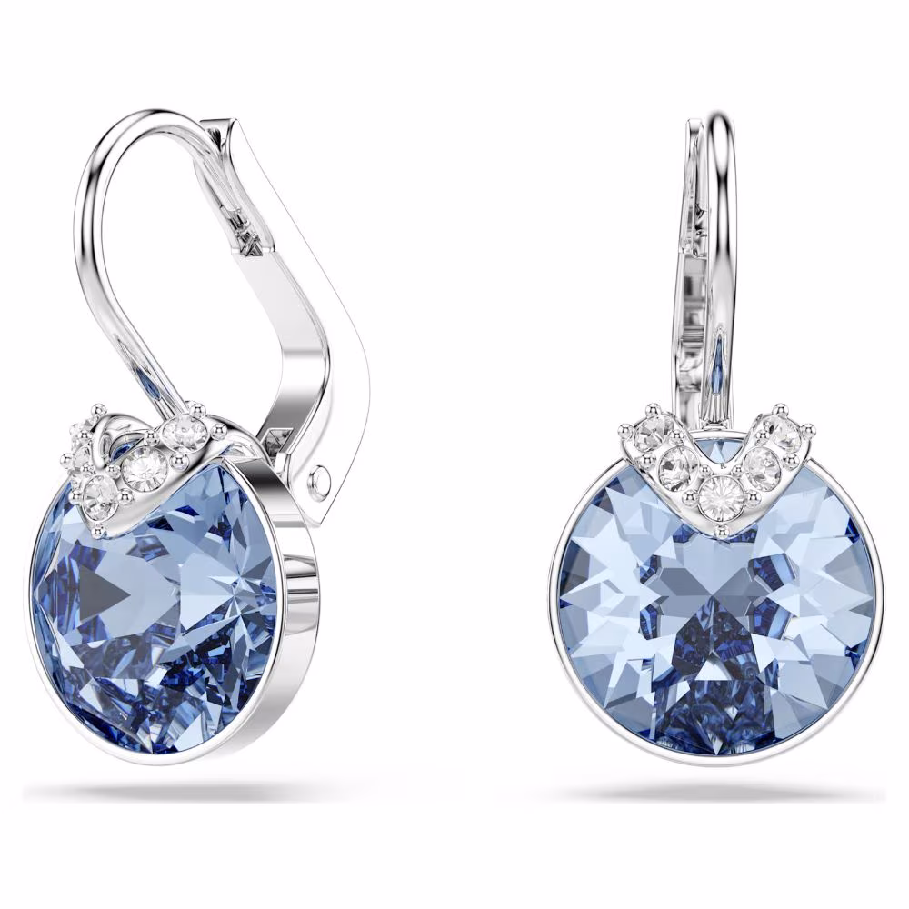 Pendants d’oreilles Swarovski Bella V, rhodiés, bleues – Image 3
