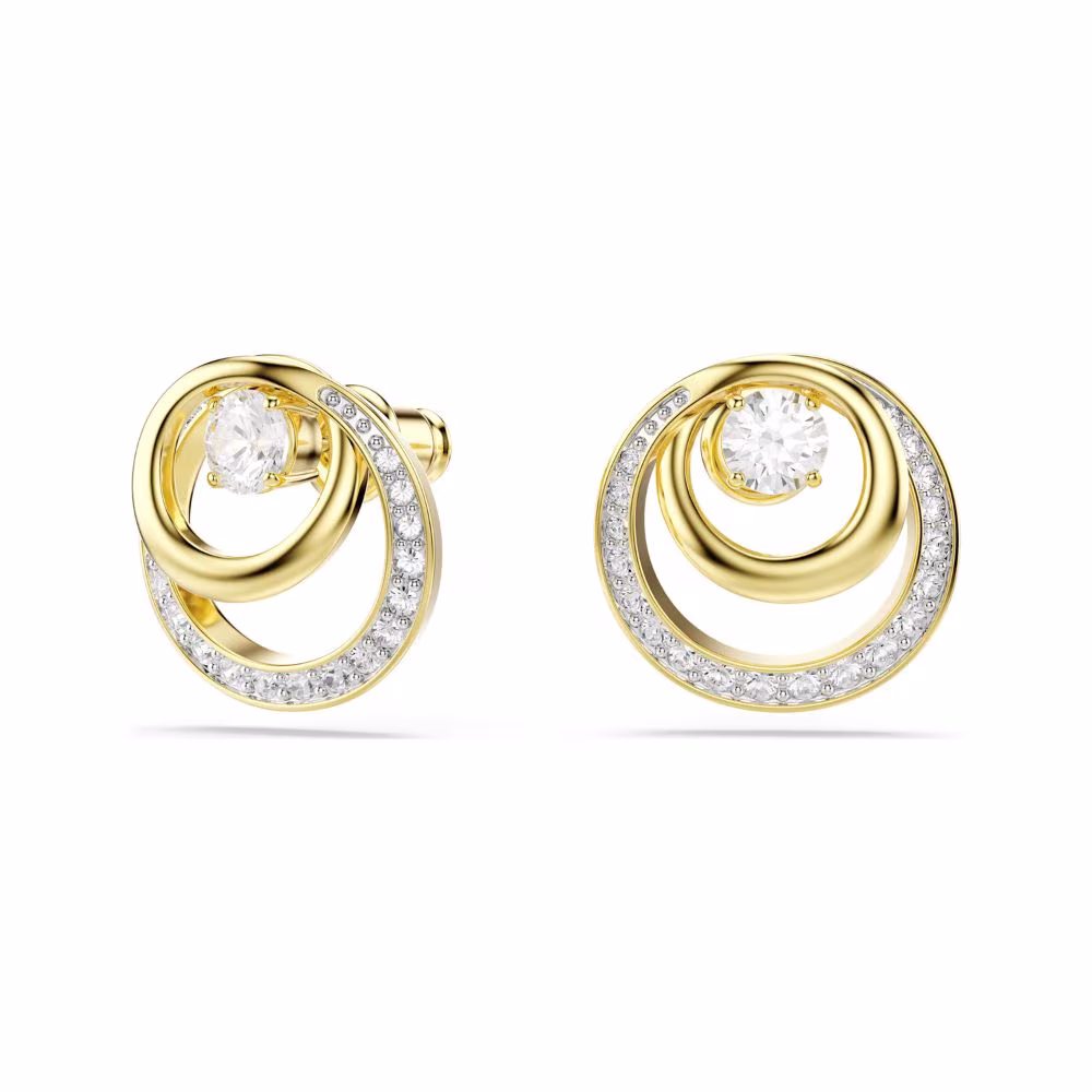 Clous d’oreilles Swarovski Hyperbola, dorés, blancs – Image 3