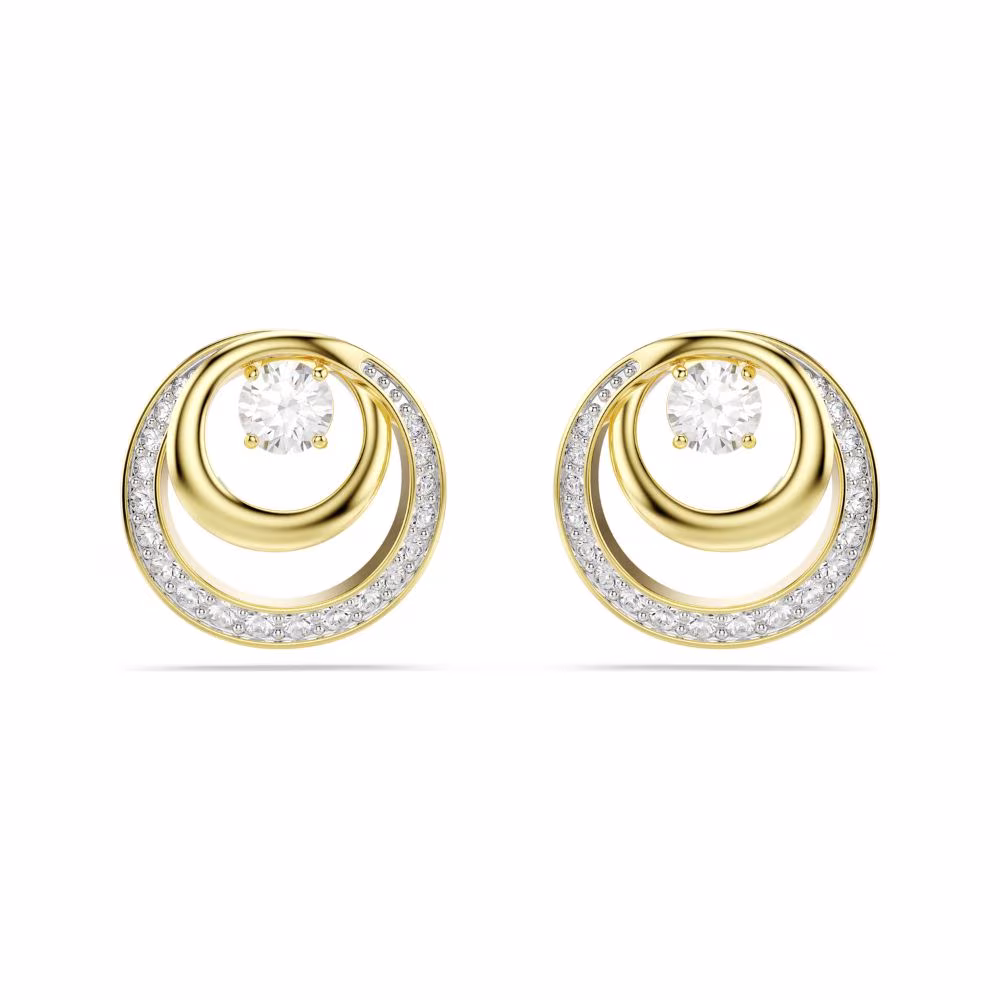 Clous d&rsquo;oreilles Swarovski Hyperbola, dorés, blancs