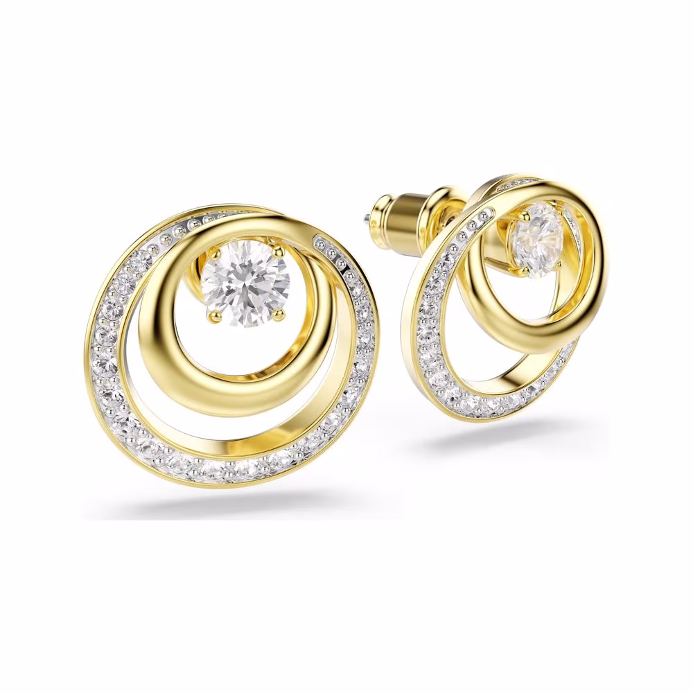 Clous d’oreilles Swarovski Hyperbola, dorés, blancs – Image 4