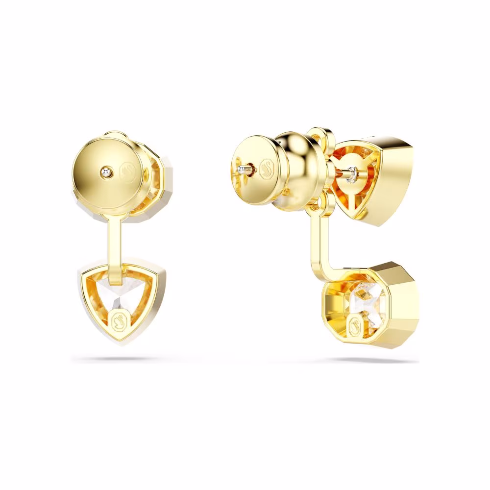 Boucles d’Oreilles asymétriques Swarovski Imber, dorées, blanc – Image 4