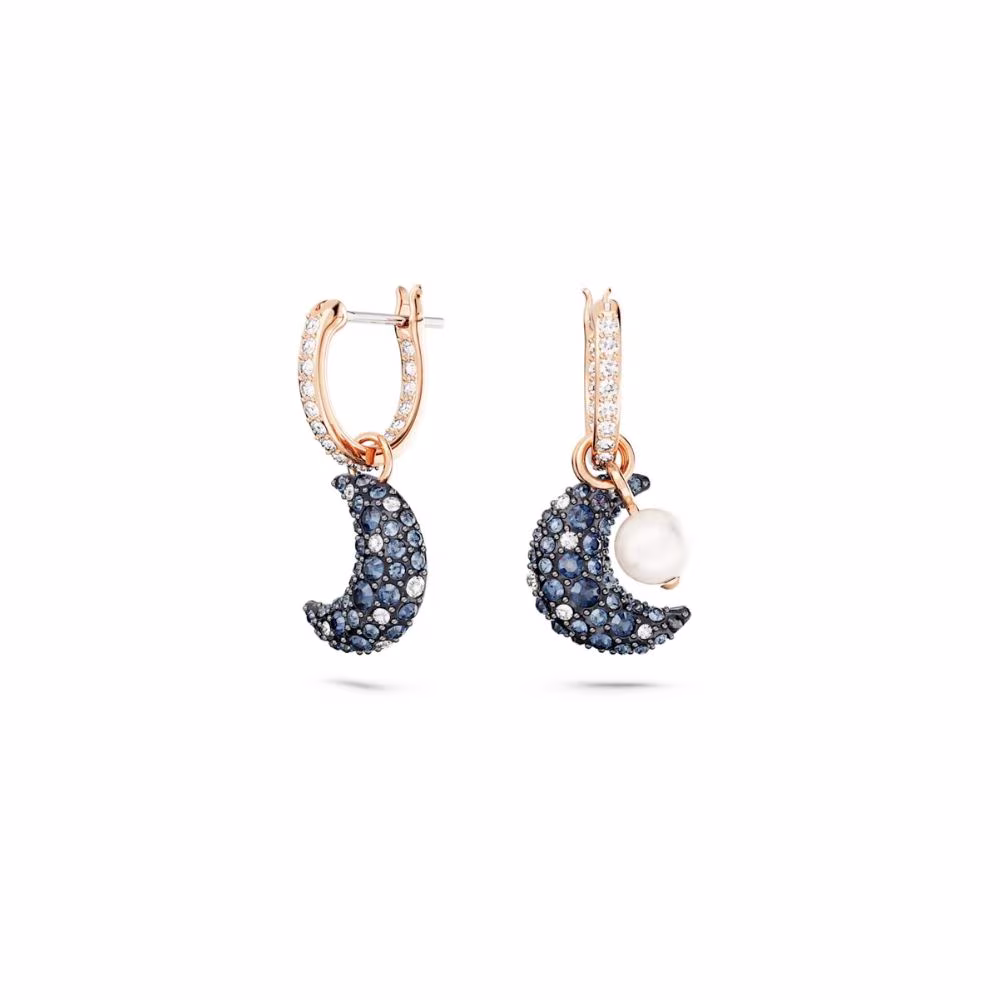 Pendants d&rsquo;Oreilles Swarovski Sublima Lune, roses, bleues