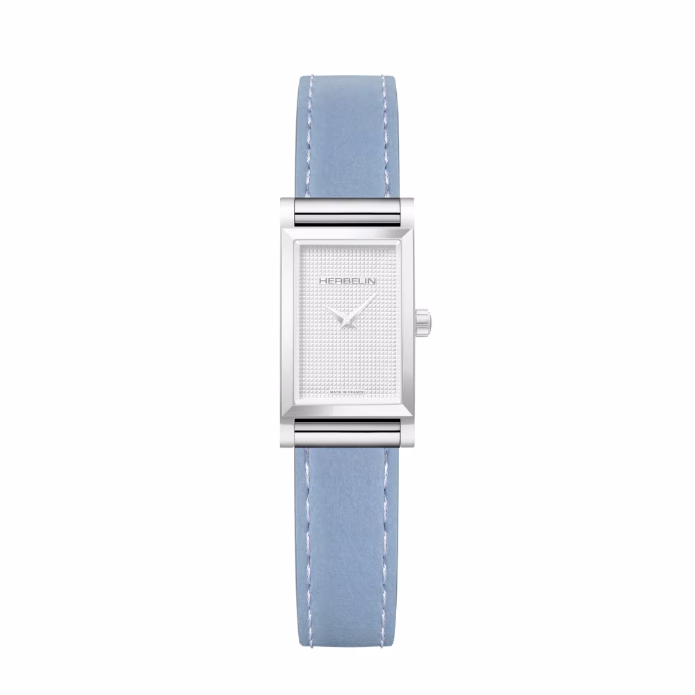 Bracelet cuir bleu arctique simple tour pour montre Herbelin Antarès