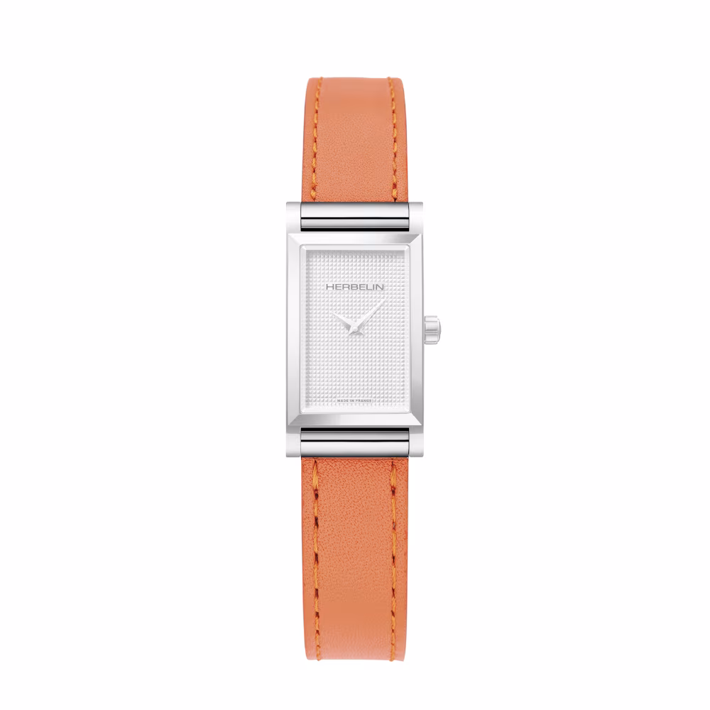 Bracelet cuir orange simple tour pour montre Herbelin Antarès
