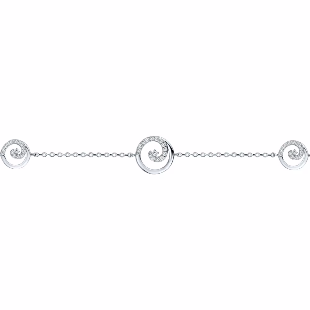 Bracelet 3 Motifs Enroulés Argent et Pierres Blanches