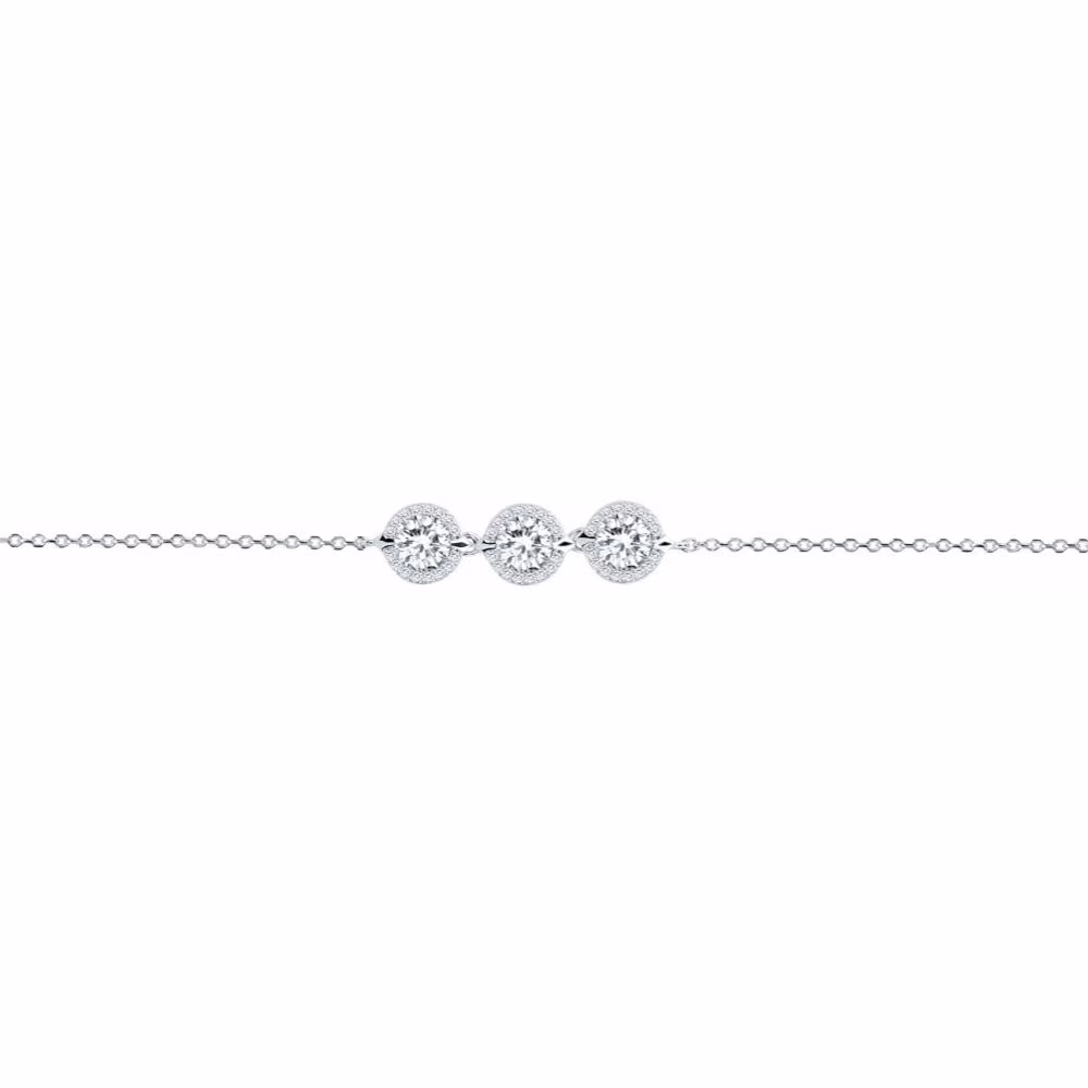 Bracelet 3 Motifs Ronds Pavage Oxydes Argent 925
