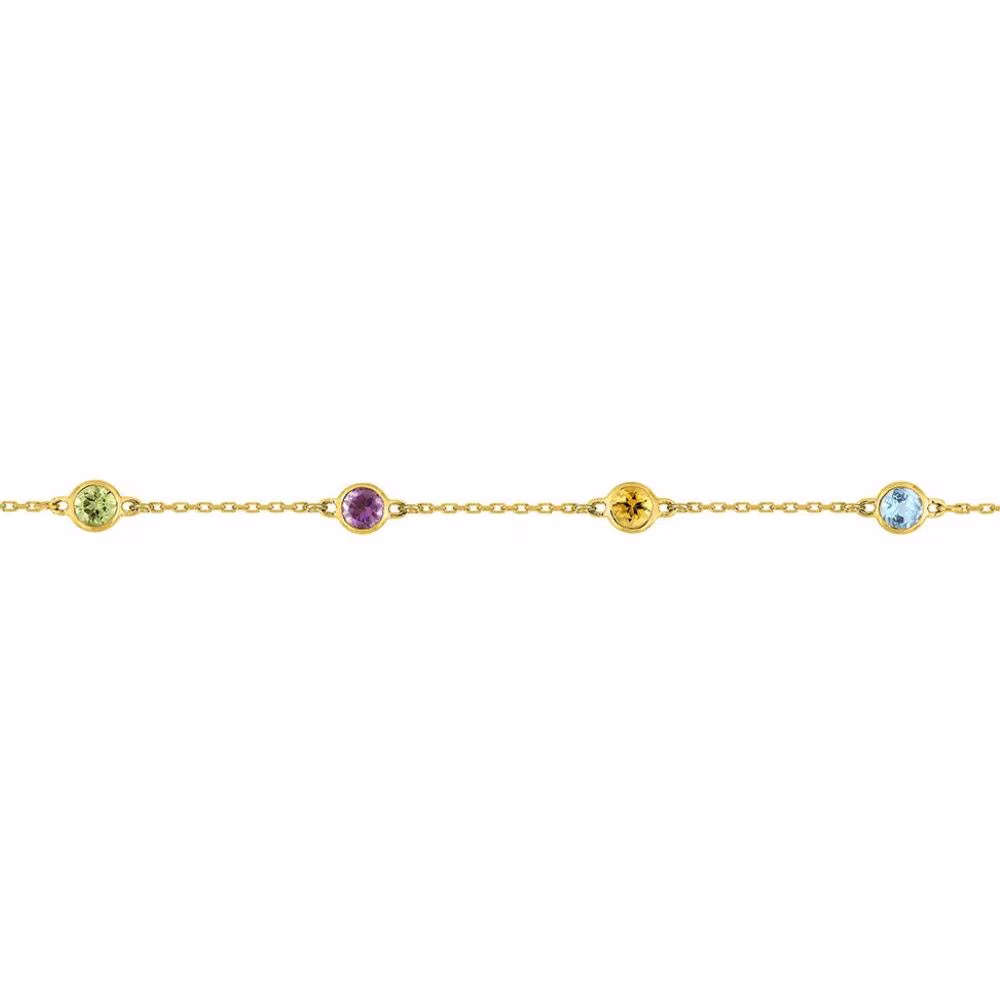 Bracelet Arlequin Pierres Fines Rondes Or Jaune