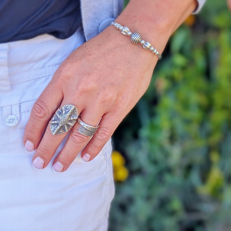 Bague argent ajustable ethnique KWAÏ – Image 3