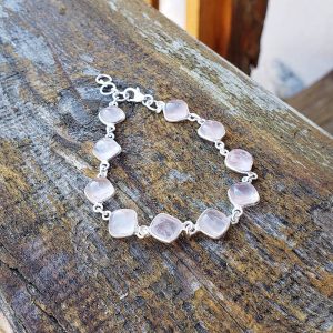 Bracelet en quartz rose argent