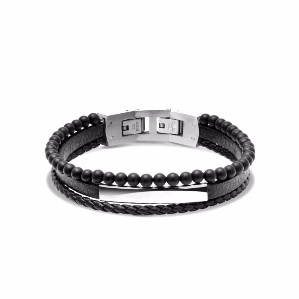 Bracelet homme Rochet Yale noir & agates noires