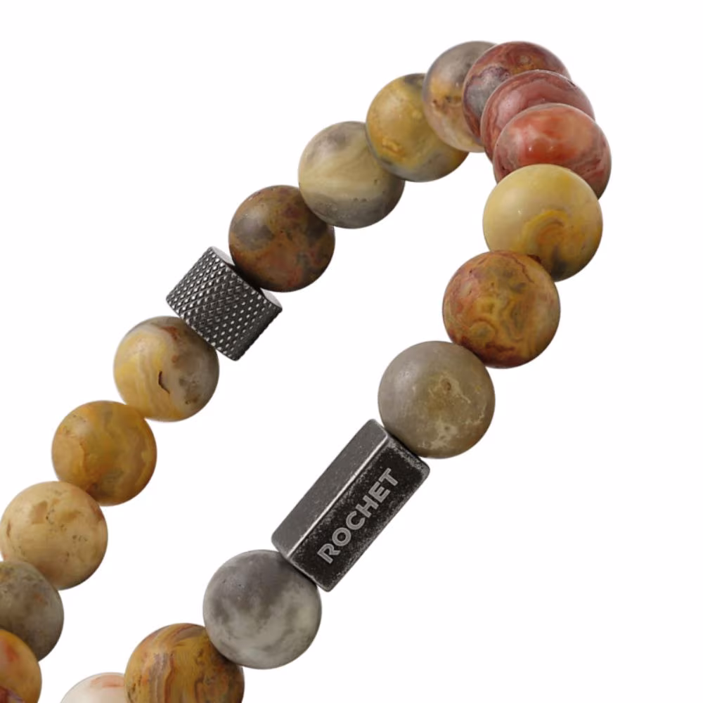 Bracelet Rochet Zen, agate crazy 8mm et acier – Image 4